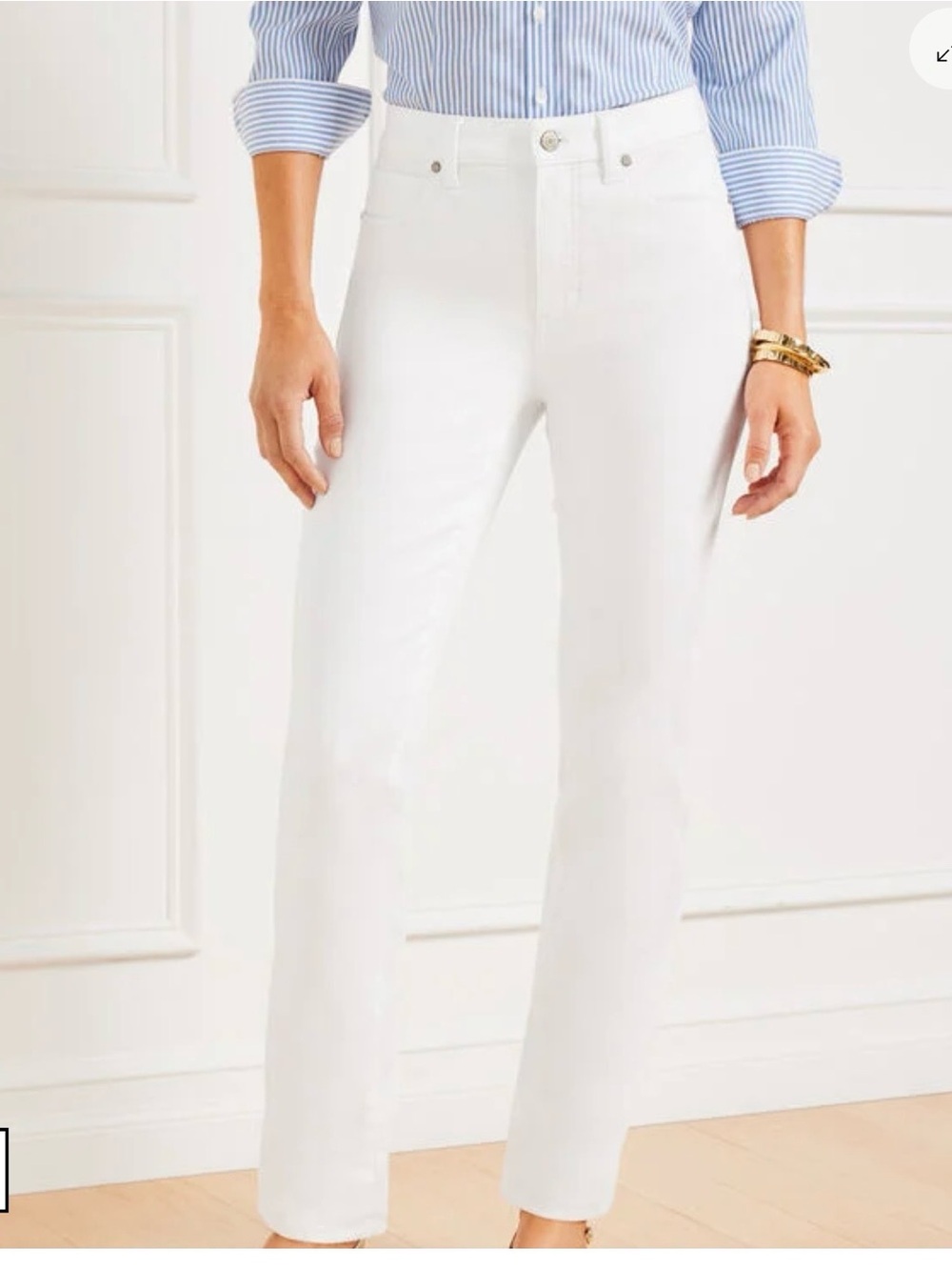 TALBOTS White Straight-Leg Denim Jeans, Size 14 (NWOT, unworn)